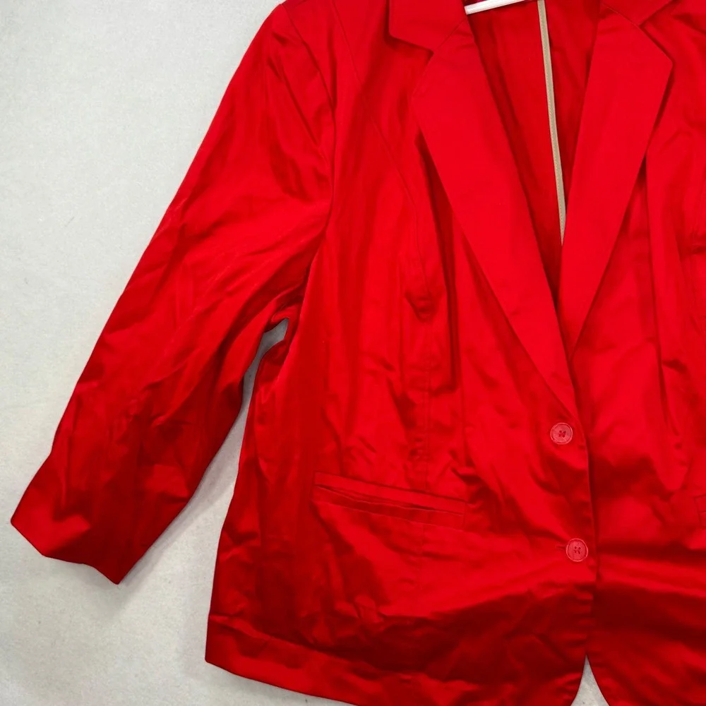 Lane Bryant Blazer Women Plus 28 Red Cotton Stretch Office Workwear Professional